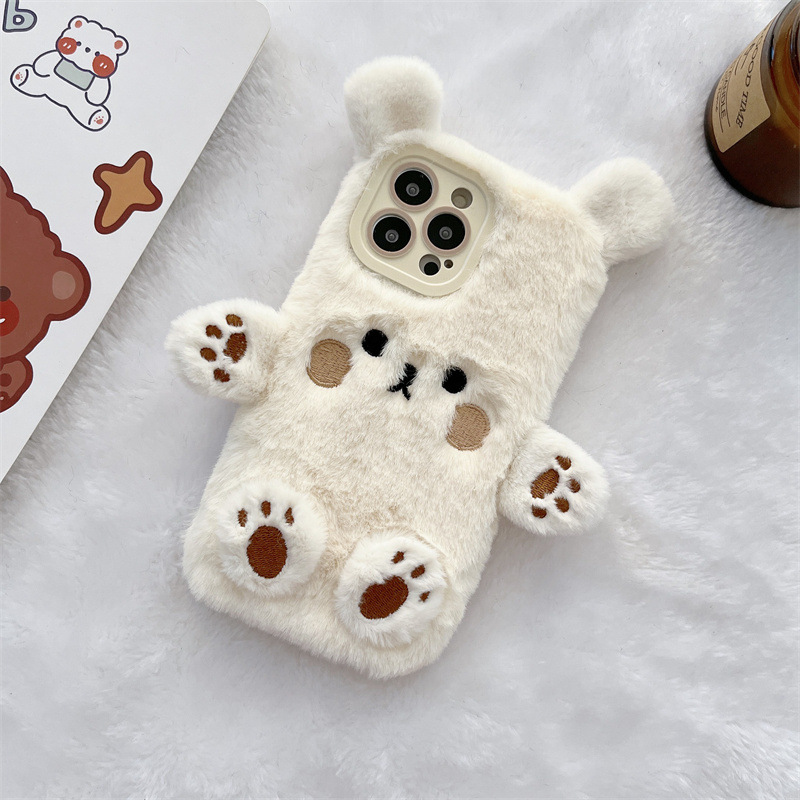 Korean 3D Cartoon Bear Fluffy  - Apple Iphone 15 Pro Max 评论和价格