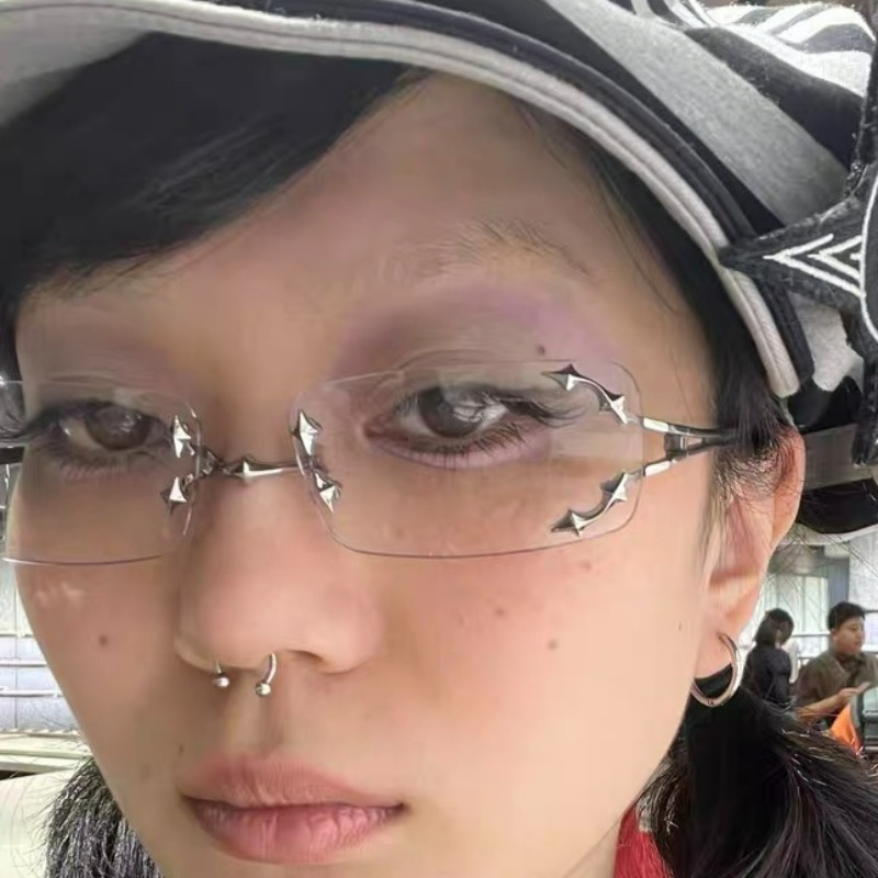 Vintage Rimless Square Star Gl - Anti Blue Light Film 评论和价格